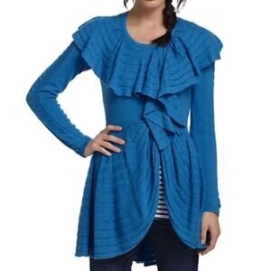 Blue Ruffled Women's Sweater